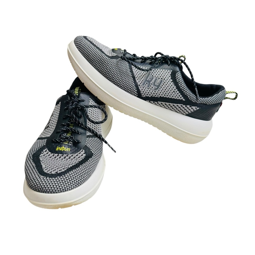 Kybun Men’s Comfort Walking Sneakers Black White Knit Rocker Sole US 10.5 EU 43